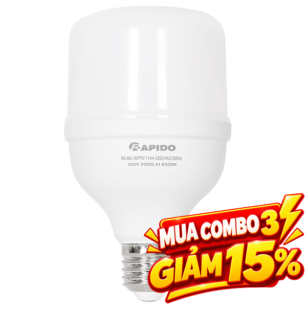 Bóng đèn Led Bulb trụ 20W Rapido RLBU-20W