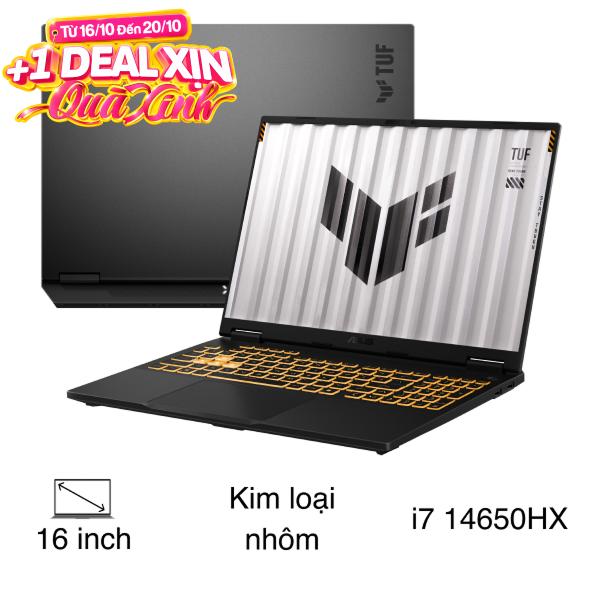 Laptop Asus TUF Gaming F16 FX608JMI - TU241W (i7 14650HX, 16GB, 512GB, RTX 5060 8GB, Full HD+ 144Hz, Win11)