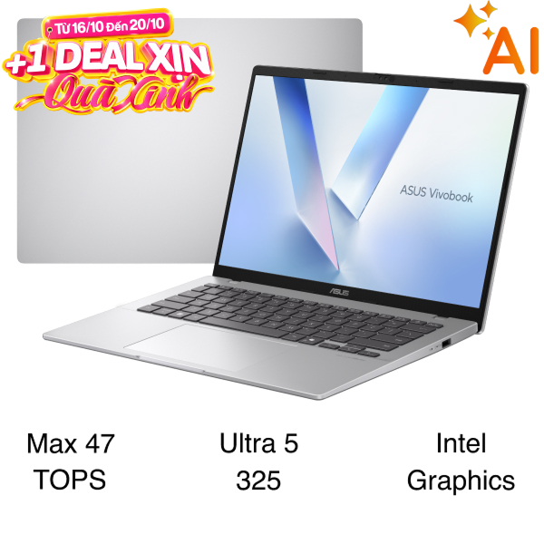 Laptop ASUS Vivobook 14 X1407AA - LY360W (Ultra 5 325, 16GB, 512GB, WUXGA, Win11)