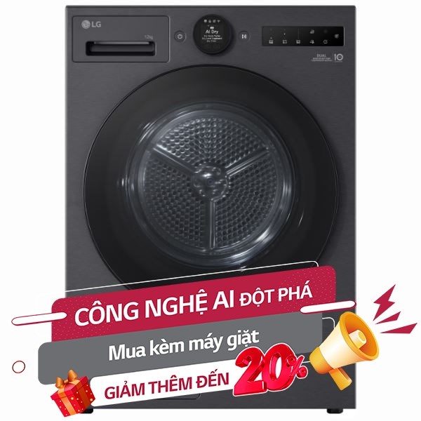 Máy sấy bơm nhiệt LG 12 kg RX12VHP3K