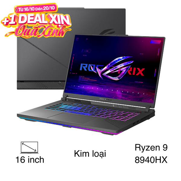 Laptop Asus Gaming ROG Strix G16 G614PR - TS103W (R9 8940HX, 16GB, 512GB, RTX 5070Ti 12GB, WQXGA 300Hz, Win11)