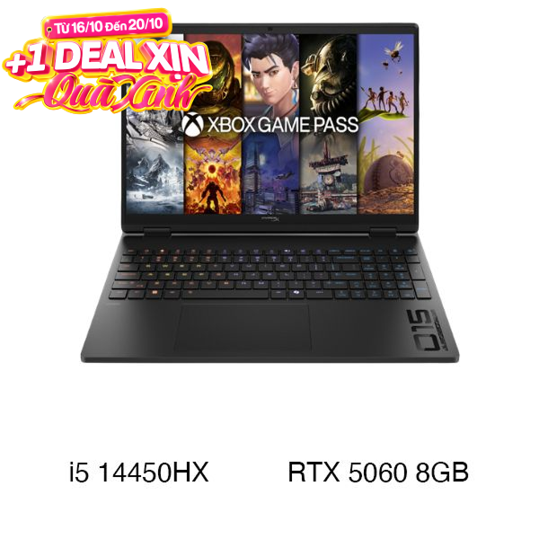 Laptop HP HyperX Omen 15 ga0091TX - D72D7PA (i5 14450HX, 16GB, 512GB, RTX 5060 8GB, WUXGA 165Hz, Win11)