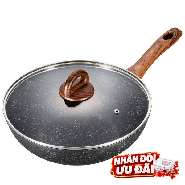 Chảo nhôm chống dính đáy từ 30 cm LocknLock BAUM Marble LBU1305