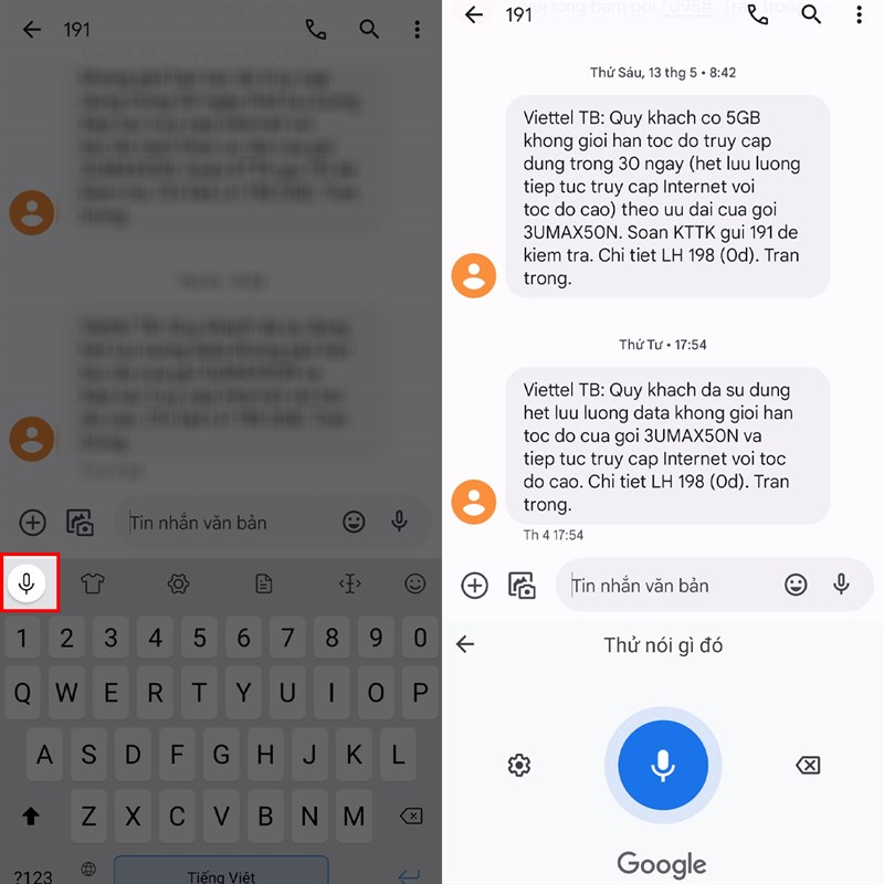 Cách nhập tin nhắn bằng giọng nói 