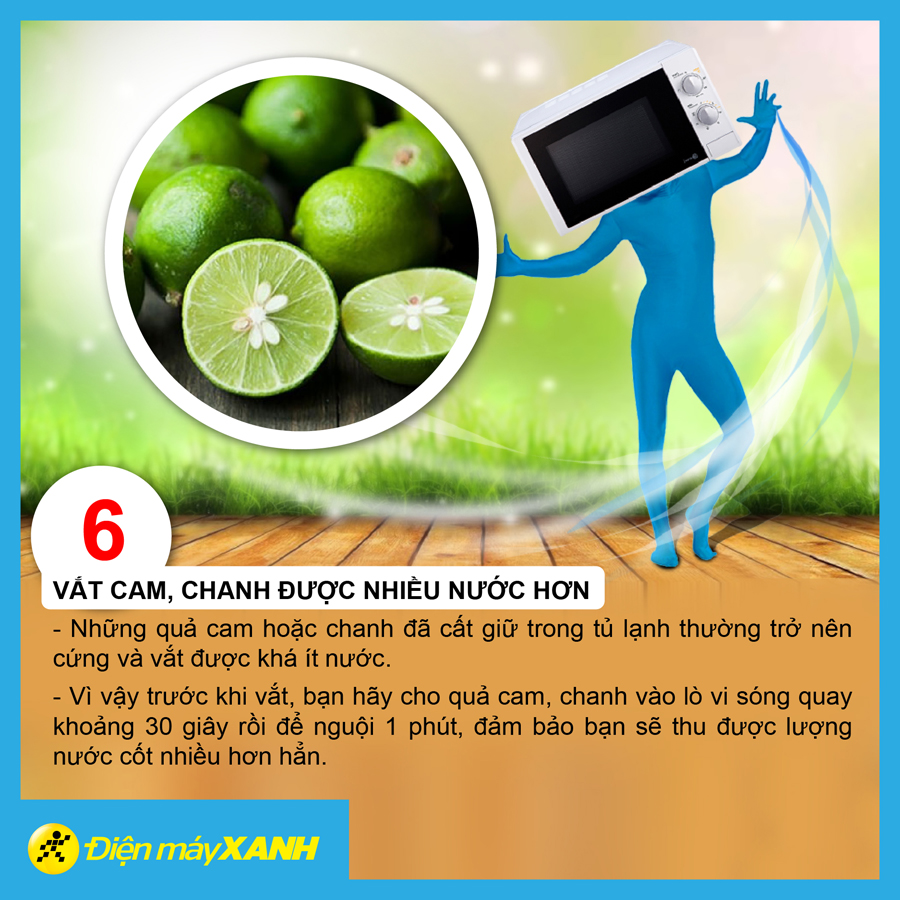 Vắt cam/chanh ra nhiều nước 