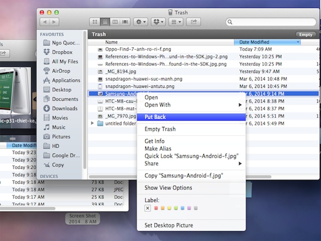 Các thao tác cơ bản trên Mac OS