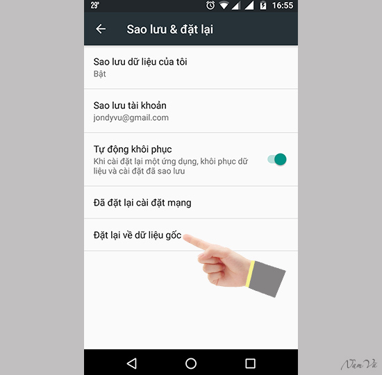 Khôi phục cài đặt gốc (Factory reset) Khôi phục cài đặt gốc (Factory reset)