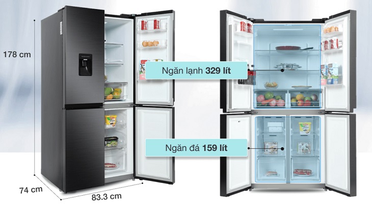 Tủ lạnh Samsung Inverter 488 lít RF48A4010B4/SV có kiểu thiết kế nhiều cửa giúp phân chia và lấy - cho vào thực phẩm dễ dàng hơn