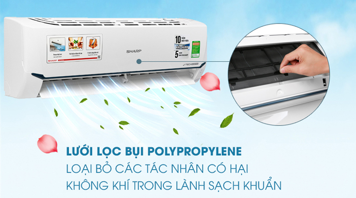 Máy lạnh Sharp Inverter 1 HP AH-X9XEW được trang bị lưới bụi polypropylene mang lại không khí trong lành cho ngôi nhà bạn.