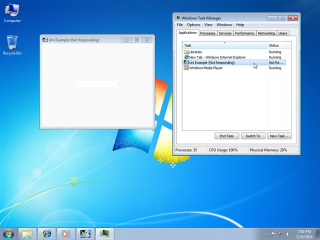 Xử lý ứng dụng bị treo trên Windows 7 và 8