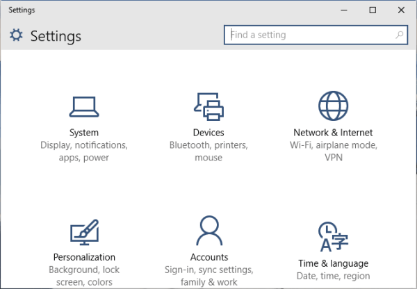 Mở cửa sổ Windows Settings