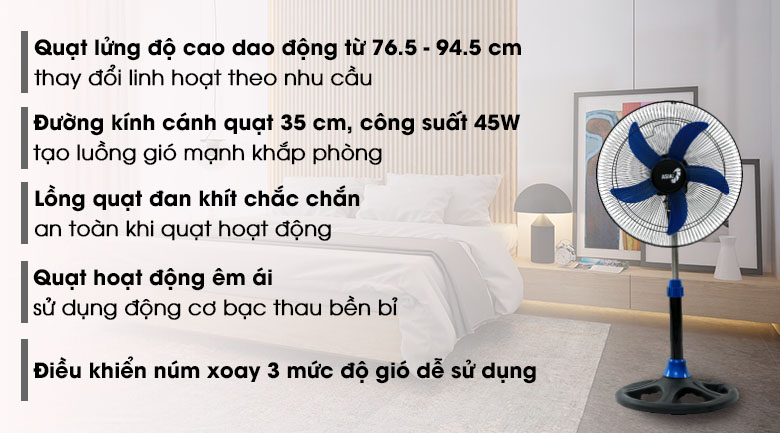 Quạt lửng Asia A16009-DV1 Xanh đen