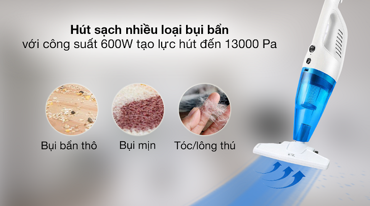 Máy hút bụi cầm tay Deerma DX118C có thể hút sạch nhiều loại bụi bẩn