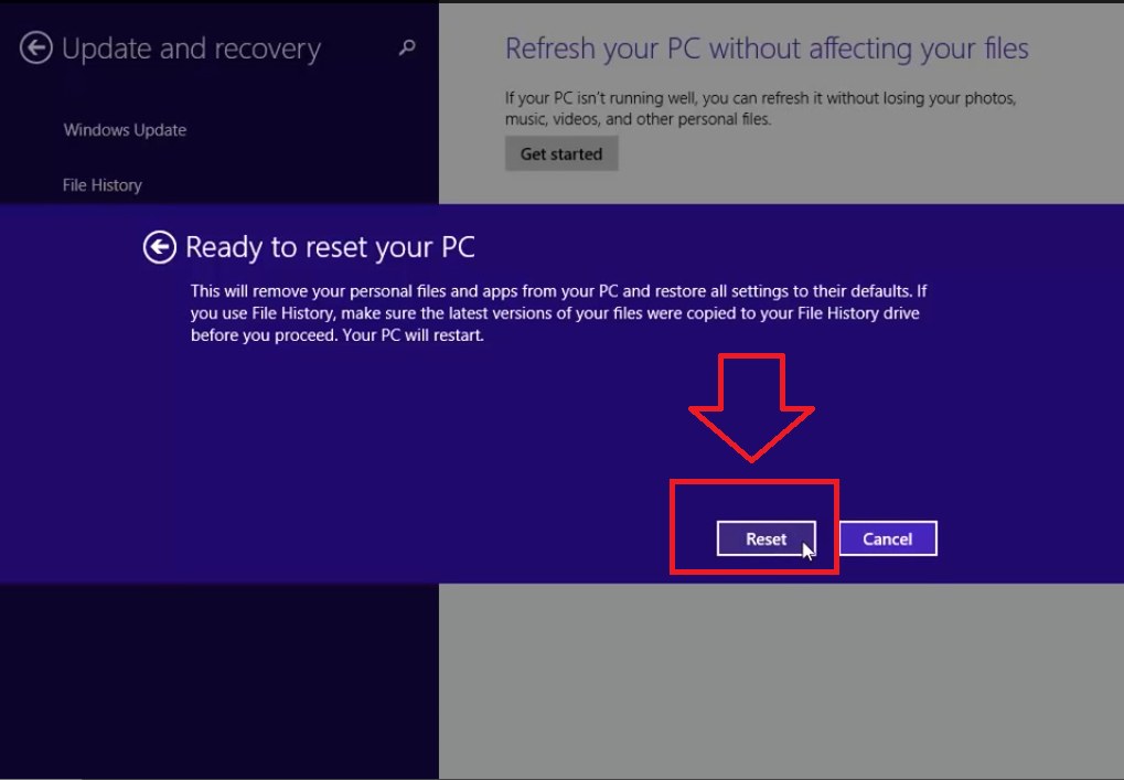 Hướng dẫn Reset Windows 8.1- Bước 4