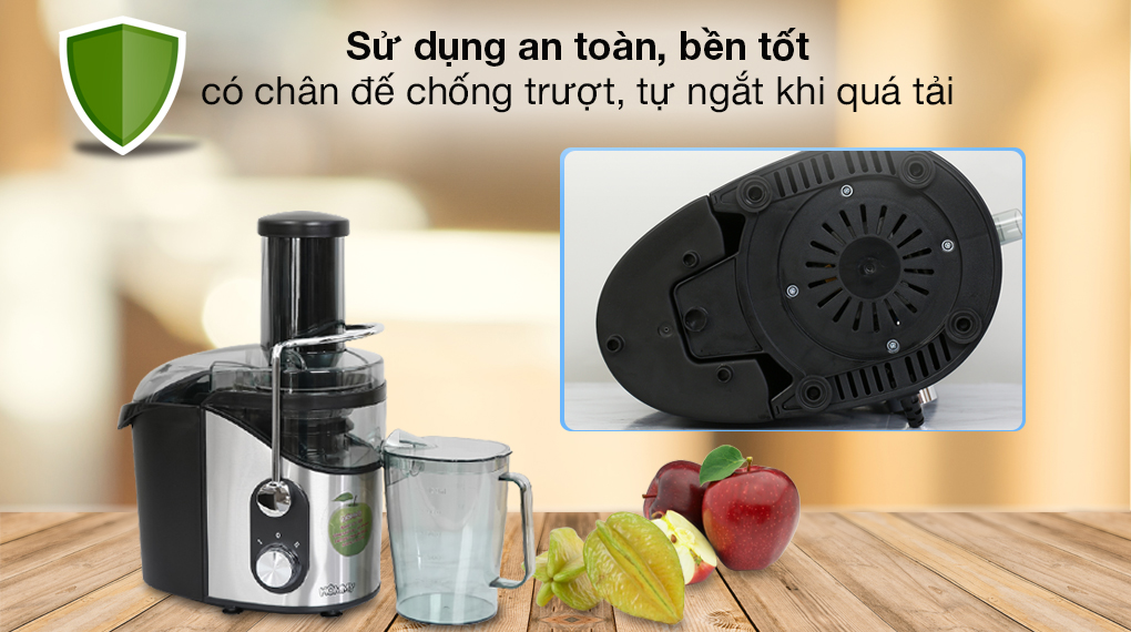 Máy ép trái cây Hommy GS-329 có các tính năng an toàn, dùng máy bền và an tâm hơn