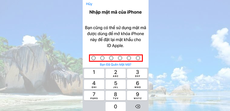 Bước 4: Nhập mật mã mở khóa iPhone để xác nhận bạn muốn thay đổi mật khẩu ID Apple.