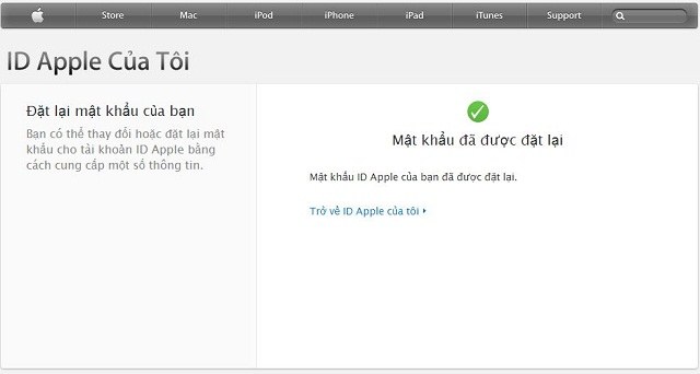  Và bạn đã lấy lại được mật khẩu ID Apple