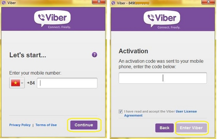 Hướng dẫn cách cài đặt Viber tiếng Việt trên máy tính Windows, macOS > Nhập số điện thoại để nhận mã xác nhận