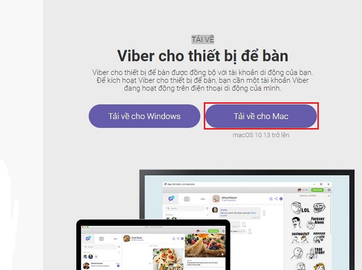 Hướng dẫn cách cài đặt Viber tiếng Việt trên máy tính Windows, macOS > Tải xuống phiên bản Viber dành cho MacBooks