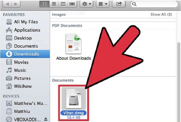 Click đúp chuột vào biểu tượng tệp Viber.dmg như hình dưới đây.