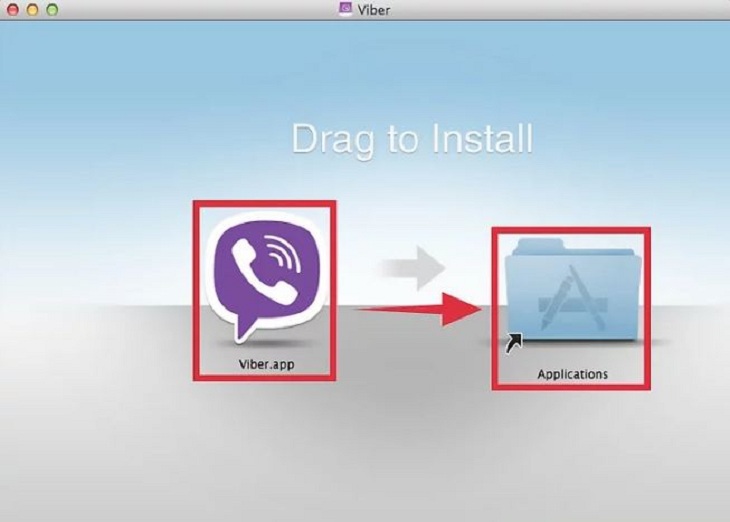 Hướng dẫn cách cài đặt Viber tiếng Việt trên máy tính Windows, macOS > Kéo icon của Viber vào thư mục Applications