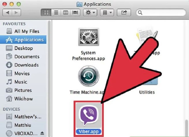 Mở Applications ra rồi nháy đúp chuột chọn biểu tượng phần mềm Viber