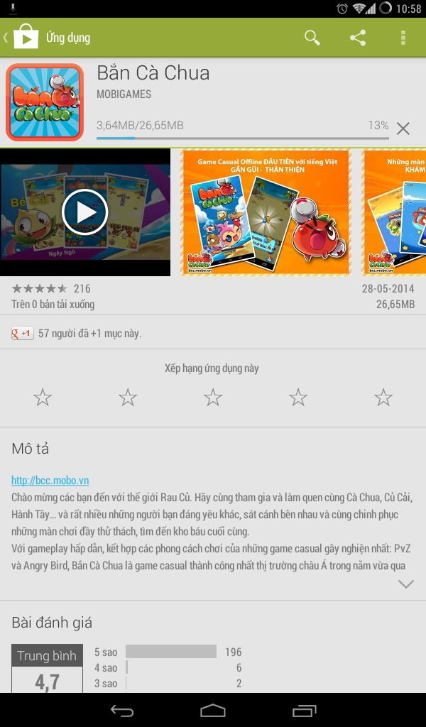 Game Bắn cà chua được cung cấp hoàn toàn miễn phí trên Play Store