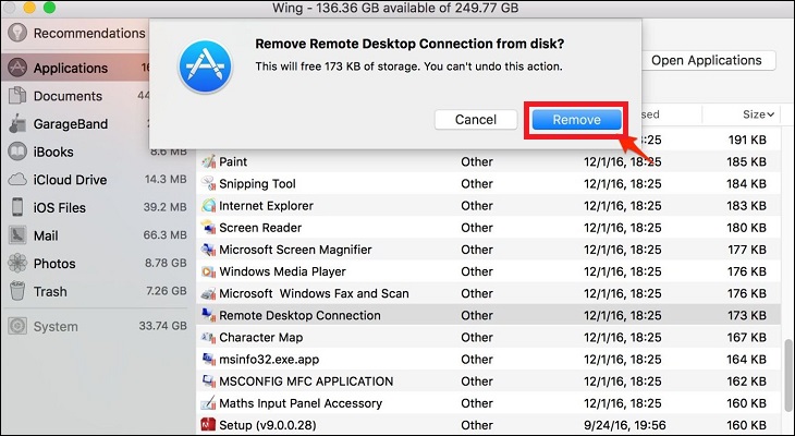 Hướng dẫn 4 cách gỡ, xóa ứng dụng trên MacBook cực dễ không phải ai cũng biết > Chọn xác nhận Xóa (Remove), ngay sau đó phần mền của bạn bị gỡ bỏ ngay lập tức.