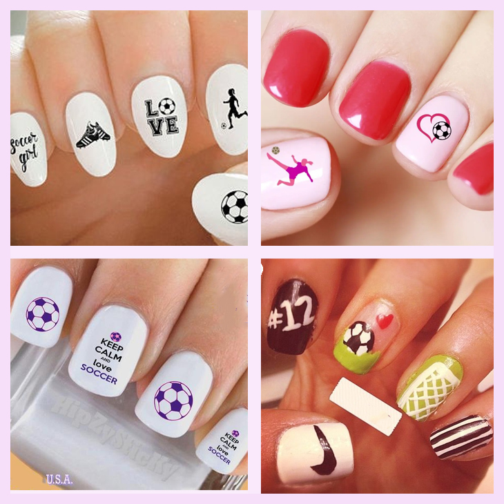 Nail patterns with complex motifs that express the passion for football