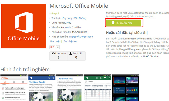 Cài Microsoft Office Mobile chỉ với 2 bước đơn giản