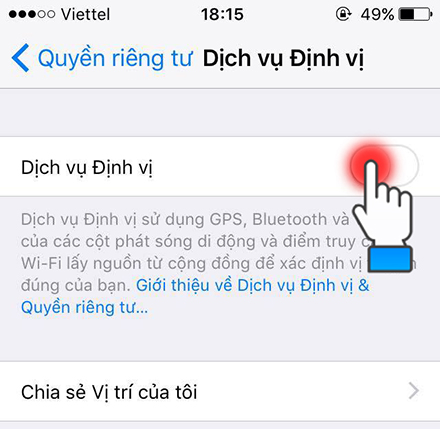 Chọn Dịch vụ định vị