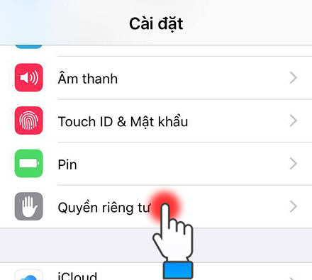 Chọn Quyền riêng tư