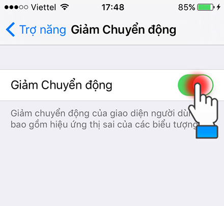 Chọn Giảm chuyển động