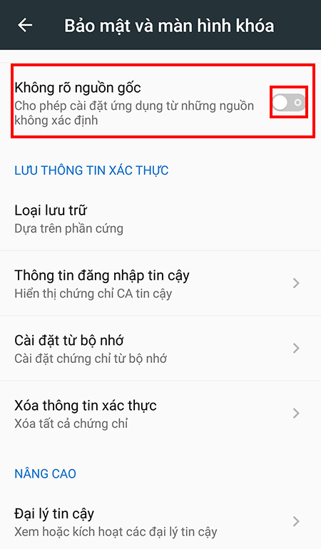 Cách ngăn chặn tải ứng dụng không rõ nguồn gốc + Bước 2