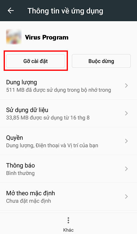 Các gỡ mã độc, virus trên thiết bị Android + Bước 3