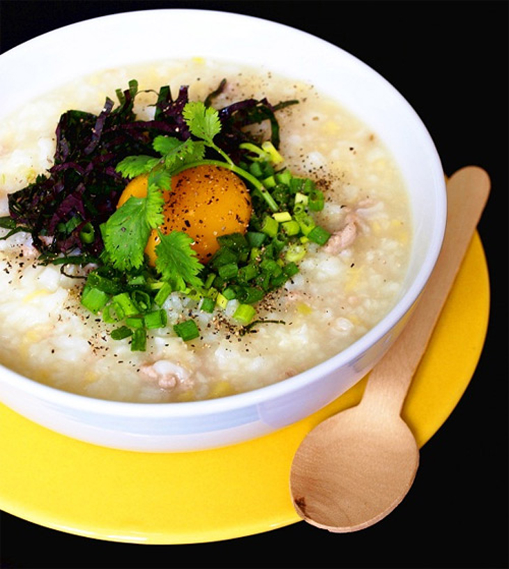 Cháo trứng gà tía tô
