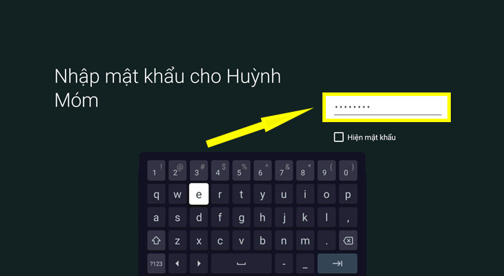 Nhập mật khẩu cho mạng bạn chọn