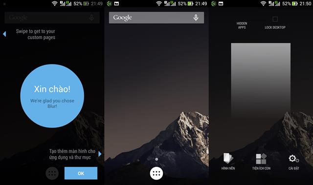 Giao diện chính của Blur Launcher