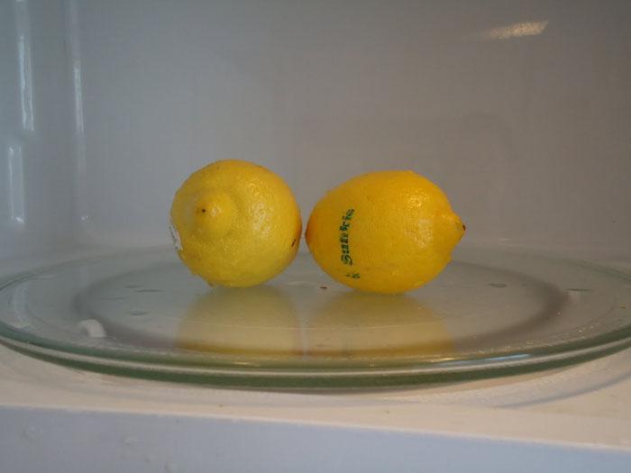 Put the lemons in the microwave to make squeezing the juice easier