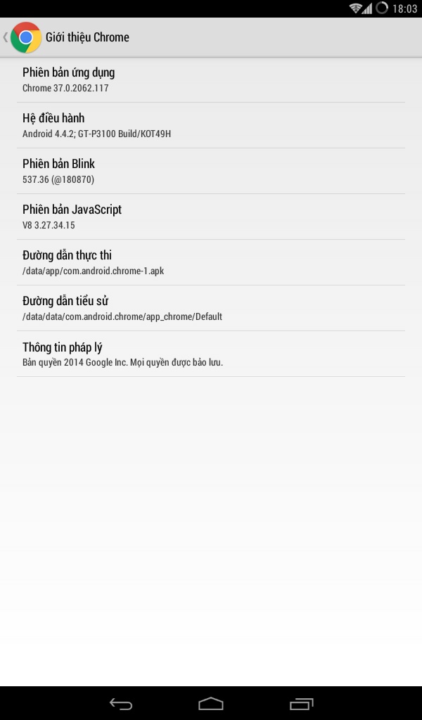 Thông tin bản cập nhật Chrome v37