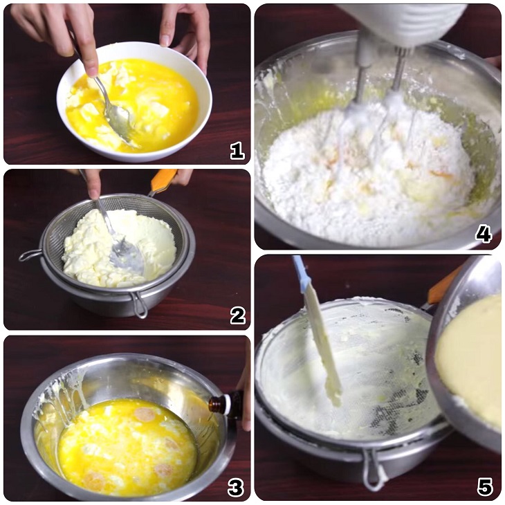 Bước 2 Trộn hỗn hợp creamcheese Bánh bông lan phô mai