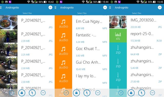 Andrognito sẽ giúp ẩn hầu hết các dữ liệu nhạy cảm trên thiết bị của bạn, từ nhạc, hình ảnh cho đến những tập tin văn phòng chẳng hạn,...