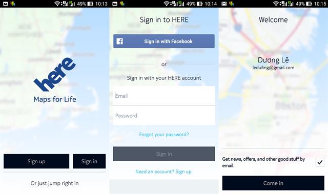 Đăng ký tài khoản sử dụng HERE Maps