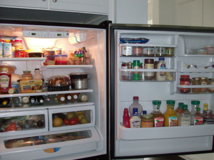 Rearrange the food in the fridge properly