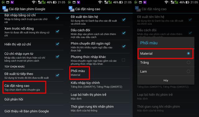 Thiết lập giao diện bàn phím
