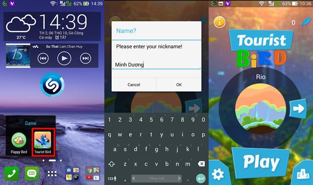 Giao diện chính của Tourist Bird
