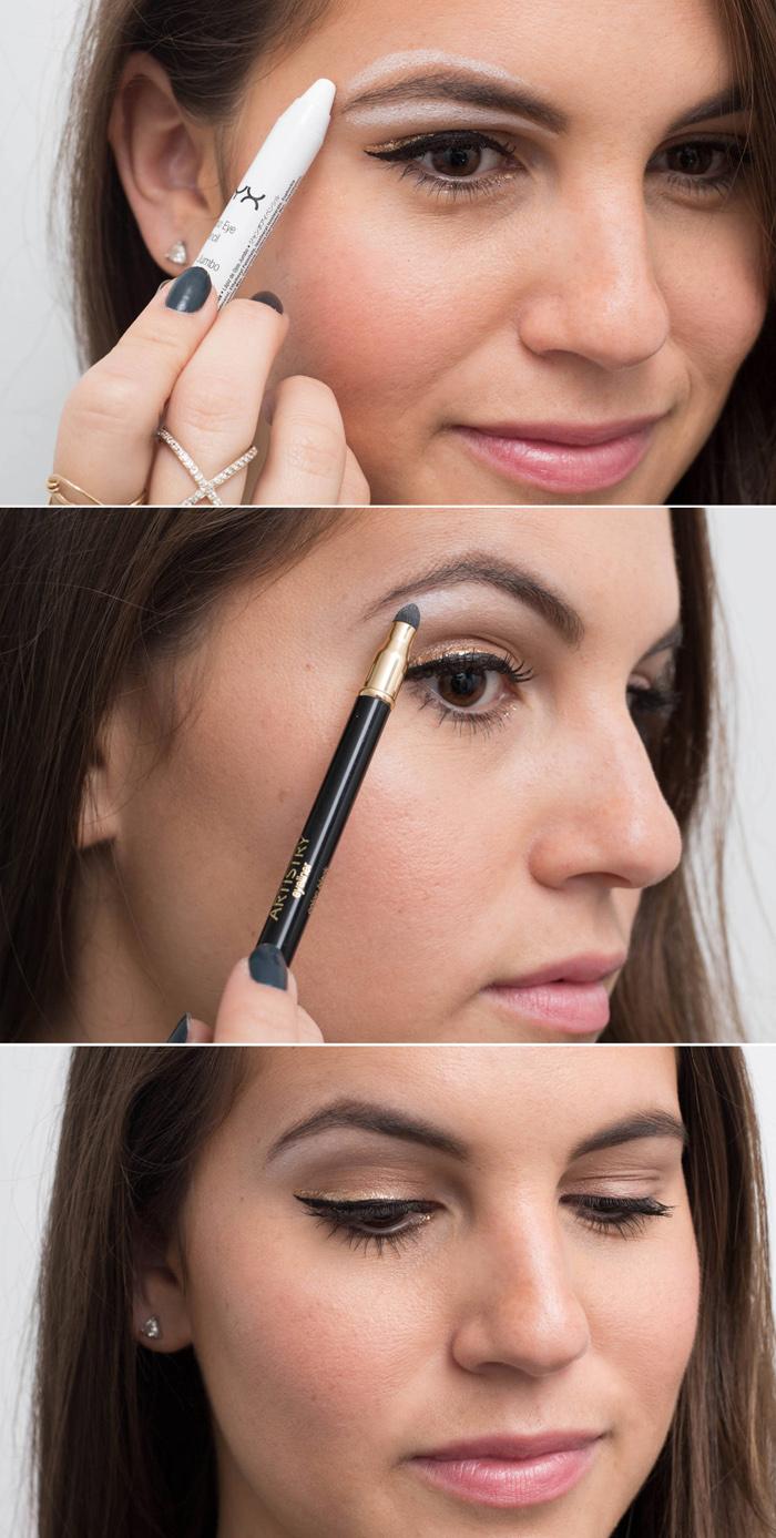 The white pencil also has the effect of contouring the eyebrows