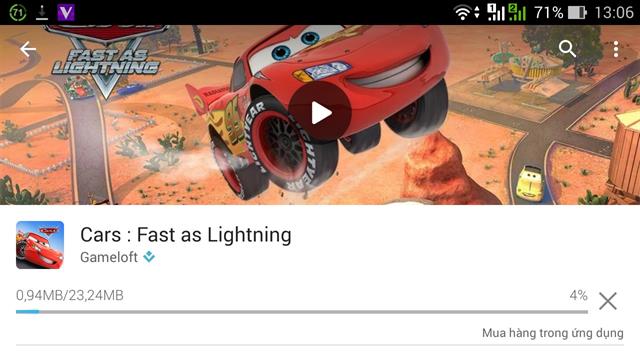 Cars : Fast as Lightning được cung cấp hoàn toàn miễn phí trên CH Play