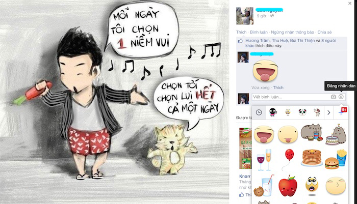 Facebook đã cho phép bình luận bằng sticker