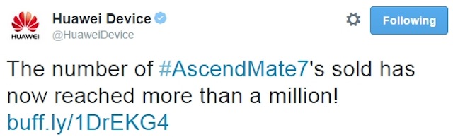 Huawei tuyên bố Ascend Mate 7 bán 1 triệu chiếc